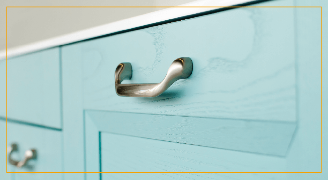 Powder blue drawer with handle